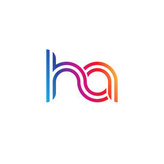 Initial lowercase letter ha, linked outline rounded logo, colorful vibrant gradient color