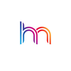 Initial lowercase letter hn, linked outline rounded logo, colorful vibrant gradient color