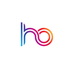 Initial lowercase letter ho, linked outline rounded logo, colorful vibrant gradient color