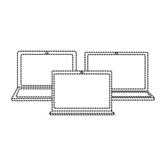 set of laptop technologies digital responsive gadgets