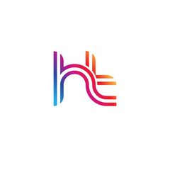 Initial lowercase letter ht, linked outline rounded logo, colorful vibrant gradient color