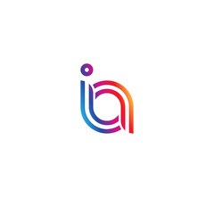 Initial lowercase letter ia, linked outline rounded logo, colorful vibrant gradient color - obrazy, fototapety, plakaty