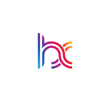 Initial lowercase letter hx, linked outline rounded logo, colorful vibrant gradient color