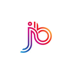 Obraz premium Initial lowercase letter jb, linked outline rounded logo, colorful vibrant gradient color