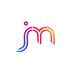 Obraz premium Initial lowercase letter jm, linked outline rounded logo, colorful vibrant gradient color