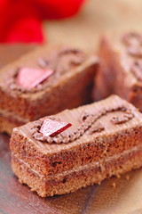 Chocolate cake with sweet cream