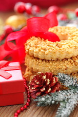 Fototapeta na wymiar Christmas cookies with festive decoration