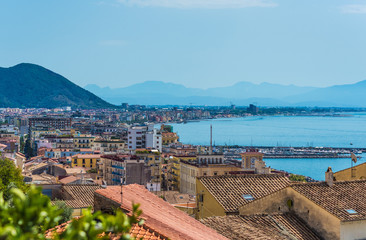 Salerno (Italy) - The historic center and the port of the big city on Tirreno sea, Campania region, southern Italy. 