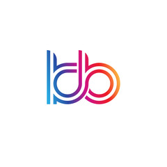 Initial lowercase letter kb, linked outline rounded logo, colorful vibrant gradient color