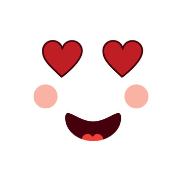 heart eyes love face emoji icon image vector illustration design 