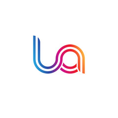 Initial lowercase letter la, linked outline rounded logo, colorful vibrant gradient color