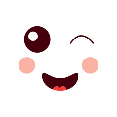 wink happy face emoji icon image vector illustration design 