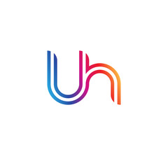 Initial lowercase letter lh, linked outline rounded logo, colorful vibrant gradient color