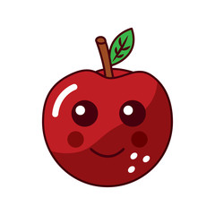 apple happy fruit kawaii icon image vector illustration design 