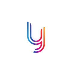 Initial lowercase letter ly, linked outline rounded logo, colorful vibrant gradient color