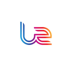 Initial lowercase letter lz, linked outline rounded logo, colorful vibrant gradient color