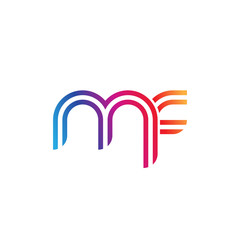 Initial lowercase letter mf, linked outline rounded logo, colorful vibrant gradient color