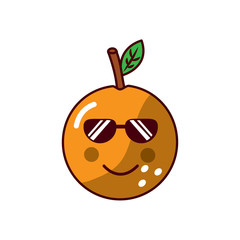 orange wearing sunglasses happy fruit kawaii icon image vector illustration design 
