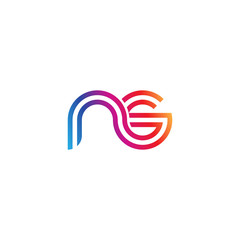 Initial lowercase letter ns, linked outline rounded logo, colorful vibrant gradient color