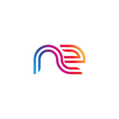 Initial lowercase letter nz, linked outline rounded logo, colorful vibrant gradient color