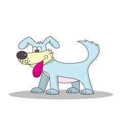 Funny dog with tongue out standing on four paws - vector image