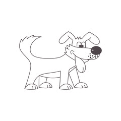 Funny dog with his tongue hanging out - outline vector illustration of a dog