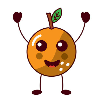 orange happy fruit kawaii icon image vector illustration design 
