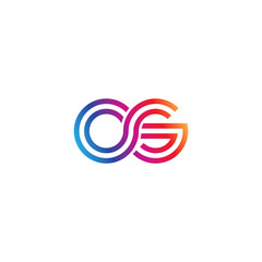 Initial lowercase letter os, linked outline rounded logo, colorful vibrant gradient color