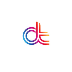 Initial lowercase letter ot, dt, linked outline rounded logo, colorful vibrant gradient color