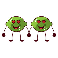 limes or lemons in love heart eyes fruit kawaii icon image vector illustration design 
