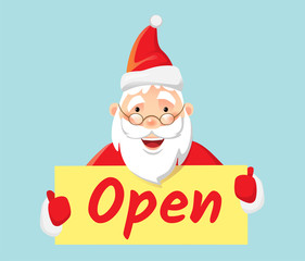 Santa Claus holding poster open