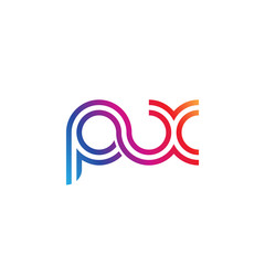 Initial lowercase letter px, linked outline rounded logo, colorful vibrant gradient color