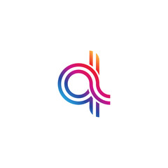 Initial lowercase letter ql, linked outline rounded logo, colorful vibrant gradient color