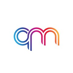 Initial lowercase letter qm, linked outline rounded logo, colorful vibrant gradient color
