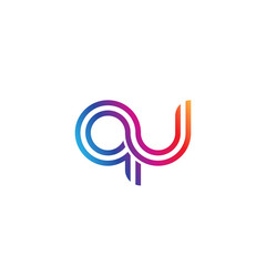 Initial lowercase letter qu, linked outline rounded logo, colorful vibrant gradient color