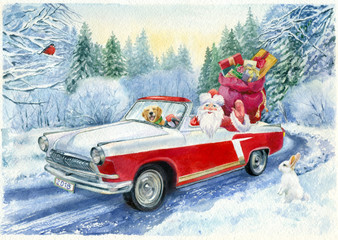 Watercolor painting. Christmas postcard. - 183028192