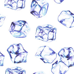 ice cubes. Pattern, watercolor