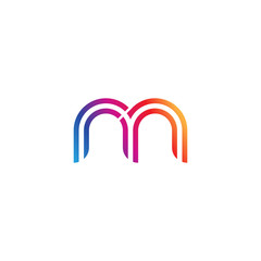 Initial lowercase letter rm, mr, linked outline rounded logo, colorful vibrant gradient color