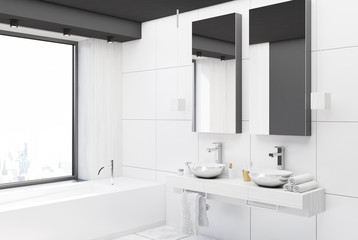 White bathroom interior side