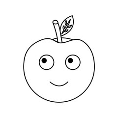 kawaii cute apple funny fruit vector illustration