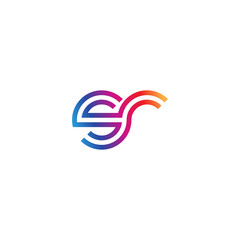 Initial lowercase letter sr, linked outline rounded logo, colorful vibrant gradient color