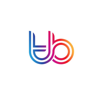 Initial lowercase letter tb, linked outline rounded logo, colorful vibrant gradient color