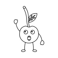 kawaii cherry cartoon fruit facial expression vector illustration