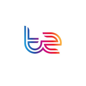 Initial lowercase letter tz, linked outline rounded logo, colorful vibrant gradient color