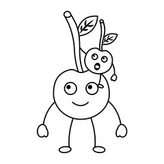 kawaii two cartoon fruit cherry cute vector illustration