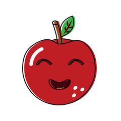 kawaii cute apple funny fruit vector illustration