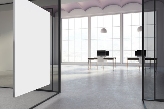 Glass and white office interior, poster