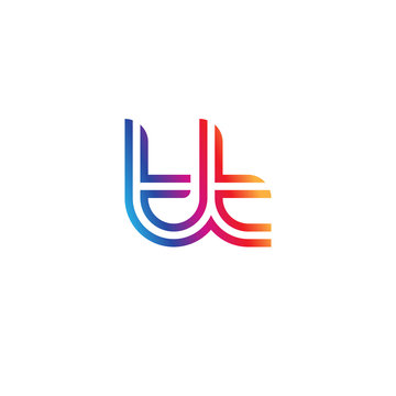 Initial lowercase letter tt, linked outline rounded logo, colorful vibrant gradient color
