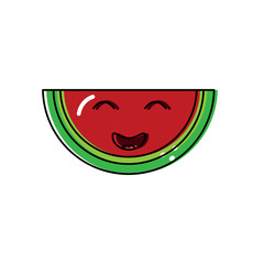 watermelon happy excited fruit kawaii icon image vector illustration design 