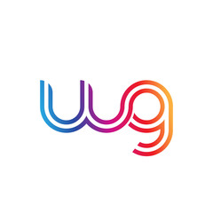 Obraz premium Initial lowercase letter wg, linked outline rounded logo, colorful vibrant gradient color